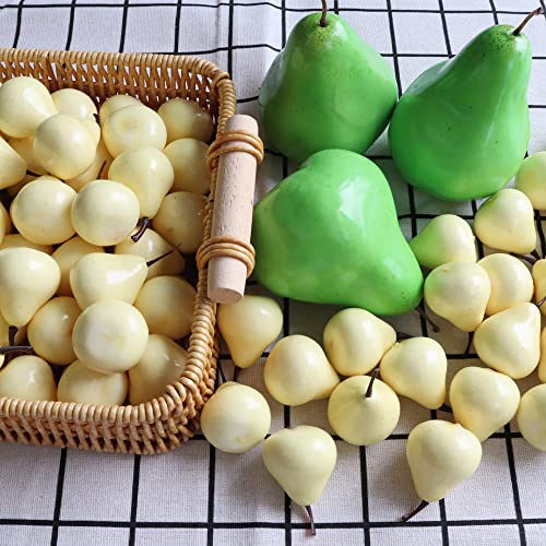 Wjboand 30Pcs Artificial Pears Lifelike Fake Fruits Christmas Decorations Home Kitchen Cabinet Ornament Desk Office Wedding Party Photograph Prop Model #TOP4