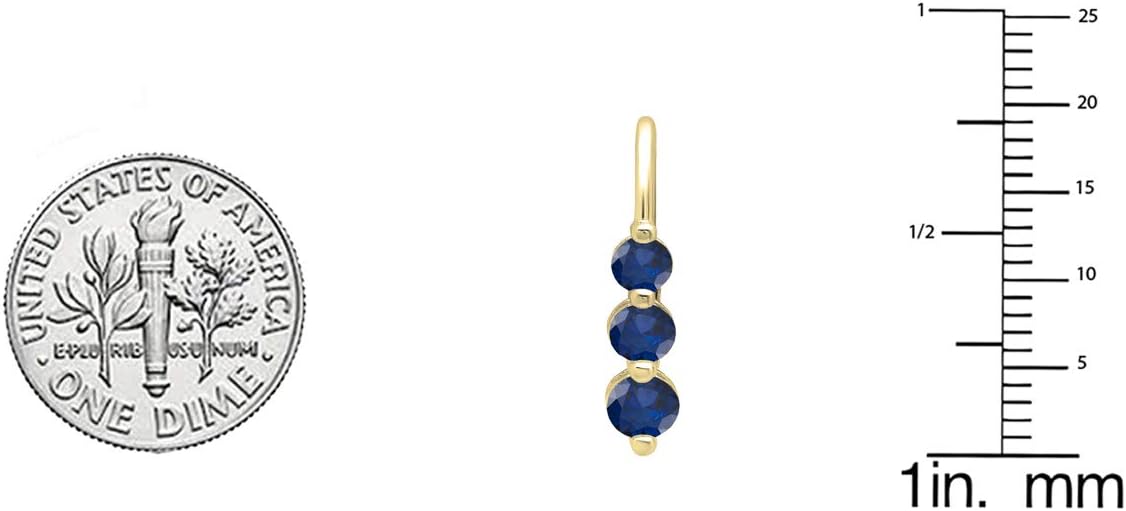 Dazzlingrock Collection 18K Round Gemstone Womens Three Stone Drop Earrings, Solid Yellow Gold