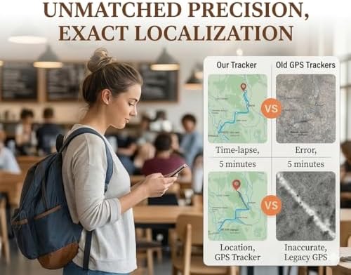 Magnetic GPS Tracker for Vehicles and Dogs, No Monthly Fee Real-Time GPS Locator, Waterproof Mini Anti-Lost Tracking Device Compatible with Android & iOS iPhone, Long Battery Life - 3