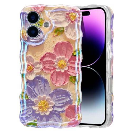 Coque iPhone 16 Plus idée cadeau femme et fille fleur laser rétro élégante