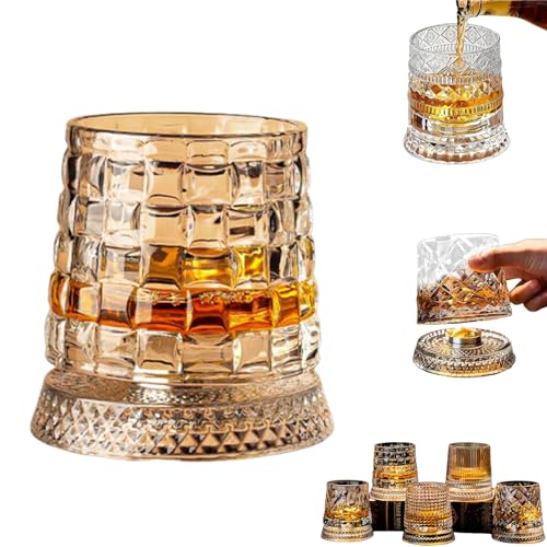 Image of AYEXNSA 360 Degree Rotating Whiskey Glass,10oz Large Spinning Cocktail Glasses Set, Spinning Crystal Wine Glass with Stress Relief Function, for Bars, Restaurants, Party (#4)
