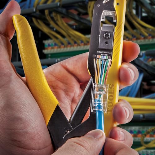 Klein Tools 80017 Data Cable Crimper and Modular Data Plug CAT6 50-Pack Tool Kit, Pass-Thru Installation Tool Kit, 2-Piece - Image 3
