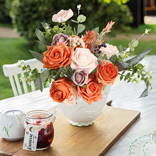 Ipopu Foam Roses Artificial Flowers Combo Fake Foam Flowers For Craft For Diy Wedding Bouquet Centerpieces Reception Arrangements Party Baby Shower Home Décor (Terracotta & Purple) #TOP6
