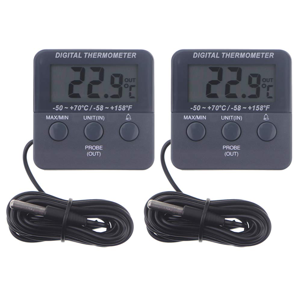Lot de 2 thermomètres numériques réfrigérateur avec alarme température max/min - Thermomètre congélateur pour surveillance aliments réfrigérés
