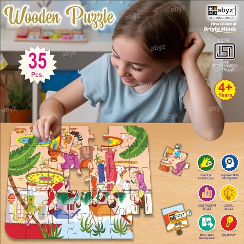 Image of ABYZ Wooden Jigsaw PONGAL Puzzles 35pcs for Kids of Age 4-6 Years