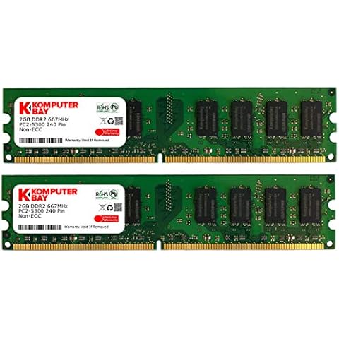 Komputerbay 4GB 2X 2GB DDR2 667MHz PC2-5300 PC2-5400 DDR2 667 DIMM Desktop Memory CL 5 Cover
