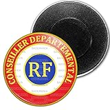 Marque: BADGMANIA Badgmania Magnet Aimant 5.9 cm Cocarde Tricolore Conseiller Départemental RF Bleu Blanc Rouge