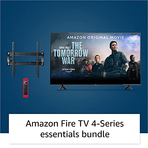 Image of Amazon Fire TV 55 inch 4-Series 4K UHD smart TV bundle with Universal Tilting Wall Mount and Red Remote Cover