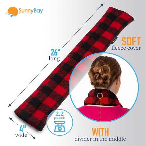 Image of SunnyBay Microwavable Heating Pad for Neck and Shoulder, Heated Neck Wrap, Microwave Heat Pad, Weighted Beanbag Moist Hot or Cold Compress, 2.2 lbs, 26x4 Inches, Buffalo