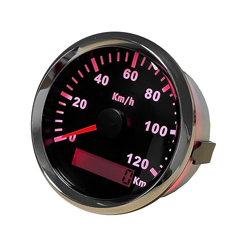 Miniatura 3 de ELING Nuevo universal 3.346 in velocímetro odómetro medidor de velocidad 74.6 mih para coche camión motor auto con retroiluminación roja 12V24V