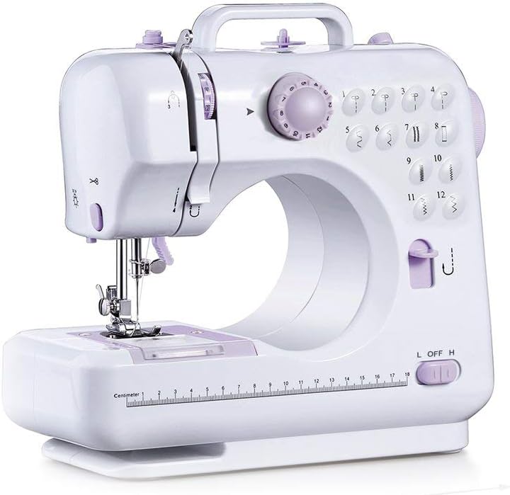 Mini Portable Sewing Machine 12 Stitches Multifunction Electric Crafting Mending Machine Adjustable 2-Speed Double Thread with Sewing Needles Foot Pedal Accessories for Beginners Girls Women Household