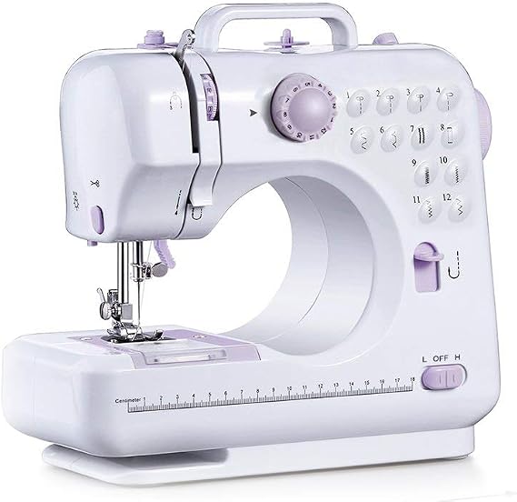 Mini Portable Sewing Machine 12 Stitches Multifunction Electric Crafting Mending Machine Adjustable 2-Speed Double Thread with Sewing Needles Foot Pedal Accessories for Beginners Girls Women Household