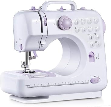 Mini Portable Sewing Machine 12 Stitches Multifunction Electric Crafting Mending Machine Adjustable 2-Speed Double Thread with Sewing Needles Foot Pedal Accessories for Beginners Girls Women Household