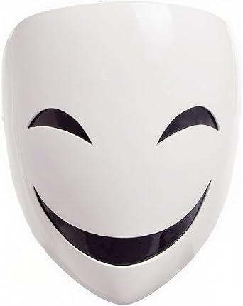 Smile Mask for Adults White Anime Resin Smiley Face Mask with Adjustable Strap Halloween Cosplay Costume Accessories