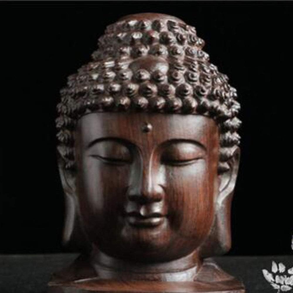 OPXZPMstatue Buddha Statue Wood Wooden Figurine Mahogany India Buddha Head Statue Crafts