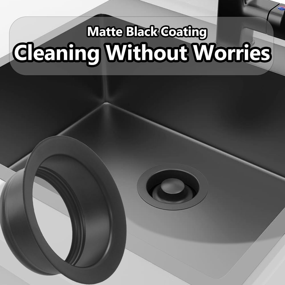 FLG-MTBLK for Insinkerator Kitchen Sink Flange for Insinkerator Kitchen Garbage Disposal Flange Parts Replacement Fit for 3-1/2 Inch Standard Sink Drain,Food Garbage Disposal,Matte Black