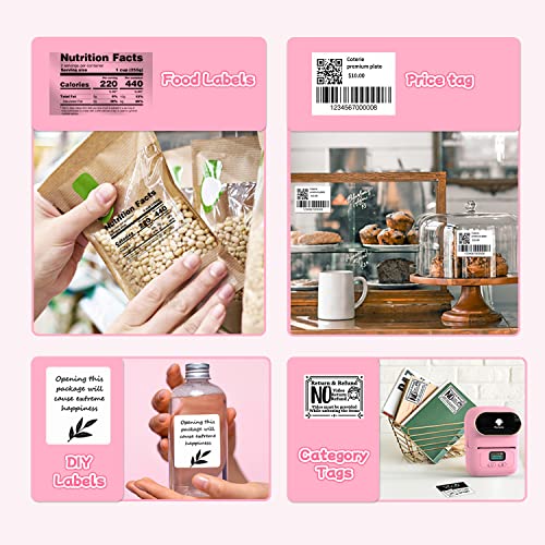 Phomemo M110 Label Maker- Portable Mini Bluetooth Thermal Label Printer Apply To Labeling, Office, Cable, Retail, Barcode And More, Compatible With Android & Ios System, With 1 40×30Mm Label, Pink #TOP4