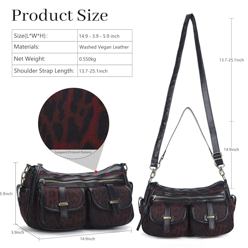 Image of Angel Kiss Hobo Purses for Women Crossbody Shoulder Bag Ladies Multi Pocket Handbags with Adjustable Shoulder Strap | Soft Vegan Leather
