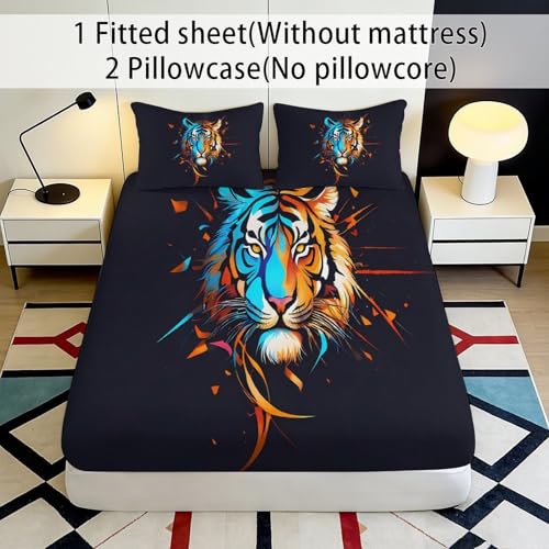 Drap housse tigre lavable et infroissable pour matelas deux places - 3
