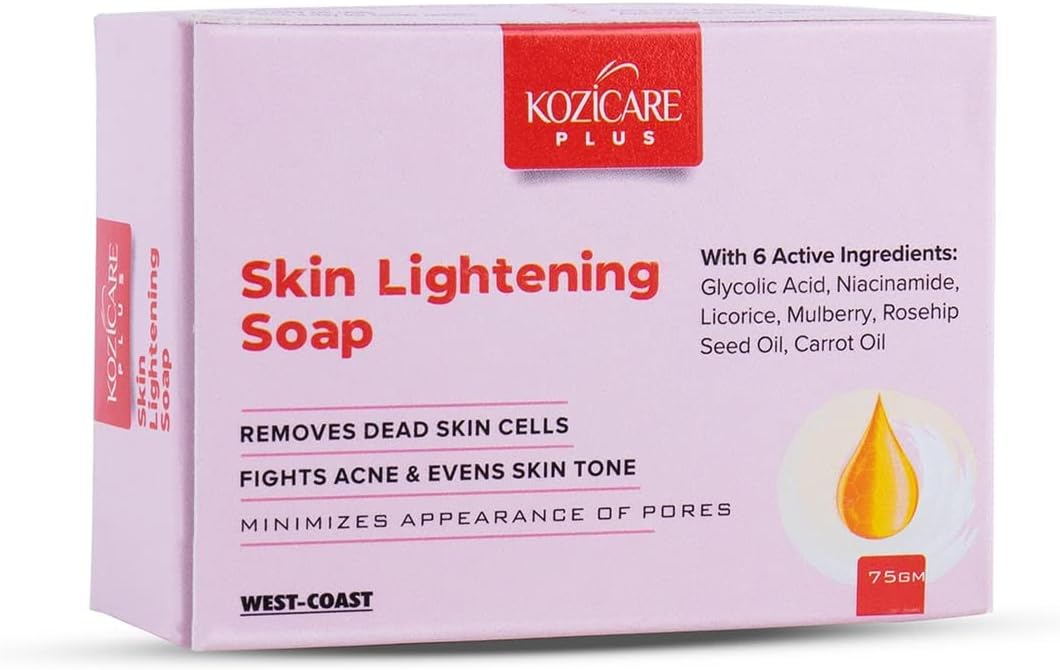 Beuniq Plus Skin Lightening Soap with Kojic Acid 2.5%, Glutathione 1%, Arbutin 1.5%, Vitamin C 2%, Vitamin E, Vitamin A, Licorice 2%, Glycolic Acid 3%, Rosehip Oil 0.5%, Niacinamide 1% - 75gm