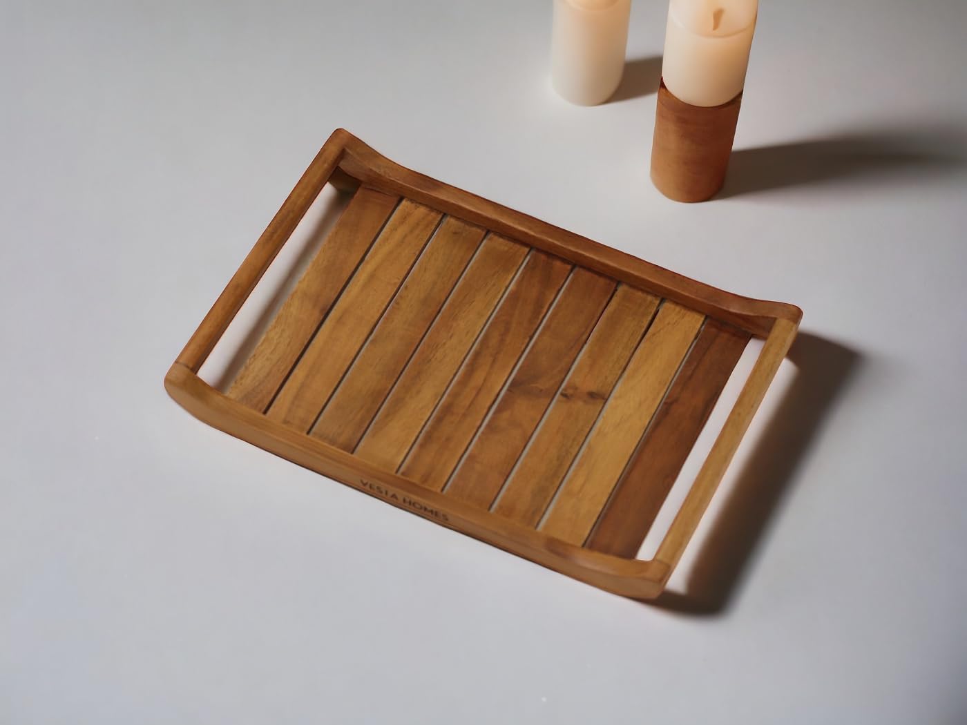 Vesta Homes Set of 2 Gravitas Acacia Wood Rectangular Serving Tray For Home/Kitchen/Restaurant/Office Organizer/Dining Table - Image 2