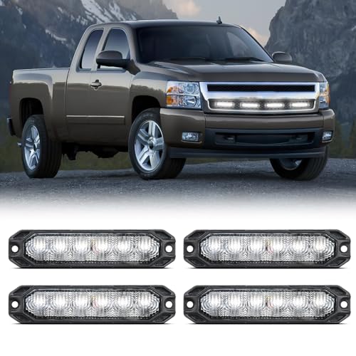Image of Nilight 6LED Emergency Strobe Lights 4PCS Ultra slim Surface Mount Hazard Caution Light bar 12-24V Sync Feature Warning Flashing Light kit for Truck Car Vehicle ATV SUV UTV White | slim Surface Mount Hazard Caution Light bar 12-24V Sync Feature Warning Flashing Light kit for Truck Car Vehicle ATV SUV UTV