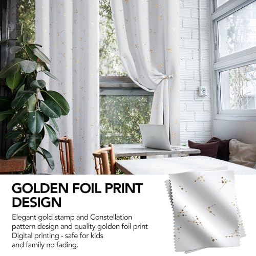 Deconovo Blackout Curtains 2 Packs, Room Darkening, Constellation Foil Printed, Thermal Insulated, Light Blocking Curtains for Bedroom, Living Room, Audio-Visual Room, Star White, 42W x 54L Inch by Deconovo - Image 7