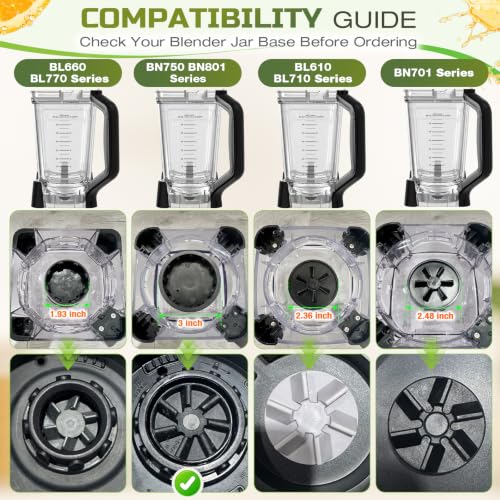 72oz Blender Pitcher Compatible with Ninja BN751 BN801 Blender by PQSGNYQ - Image 3