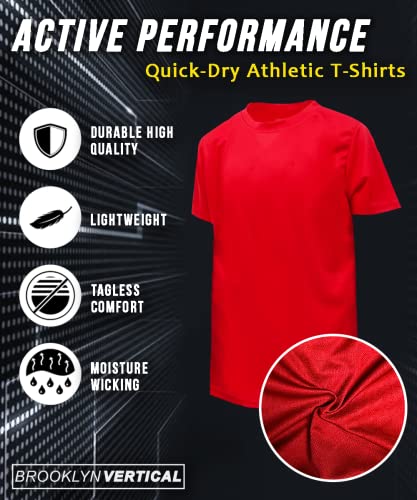 BROOKLYN VERTICAL Boy’s 5-Pack Quick Dry Moisture Wicking Active Athletic Performance Crewneck T-Shirt2