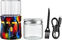 BEIXIFO Rechargeable Electric Spice Grinder - Mini 2x3.5in Herb Mill with 2x50ml Glass Jars, USB Powered, Fast Grinding