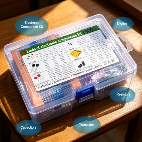 1500 Pieces of 7-Value Electronic Component Kit, Transistor Ceramic Capacitors, Electrolytic Capacitors, Resistors, and Diodes Electronic Component Kit - Image 6