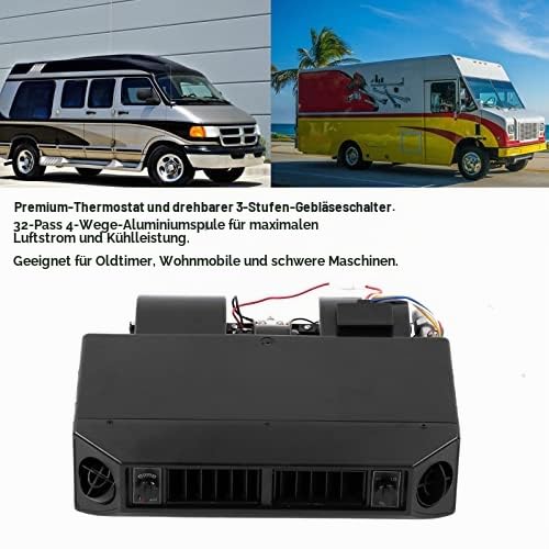 12V Underdash Conditioning Evaporator Cooling Kit mit 3-Stufen-Lüfter Aluminiumspirale für Oldtimer Wohnmobile Nutzfahrzeuge Komplettset mit Halterungen und Schläuchen