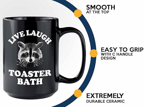 Miniatura 5 de Luxe Gifting Taza de café Racoon de 15 onzas, color negro, tostadora de baño, amantes del mapache, basura, panda, mapache, susurrador, animales,