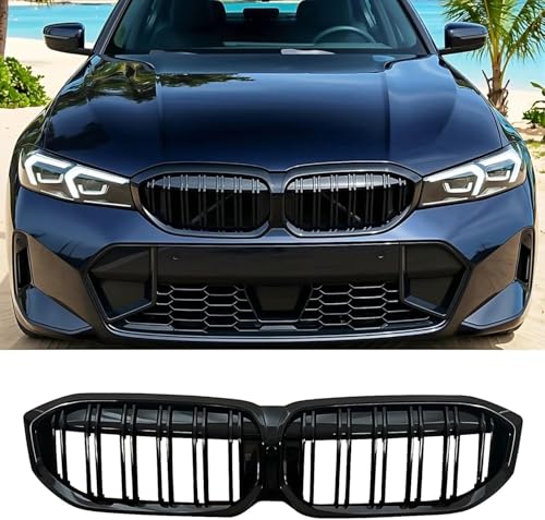 Rejilla delantera para BMW Serie 3 G20 G21 LCI 2022-2024, doble riñón negro brillante