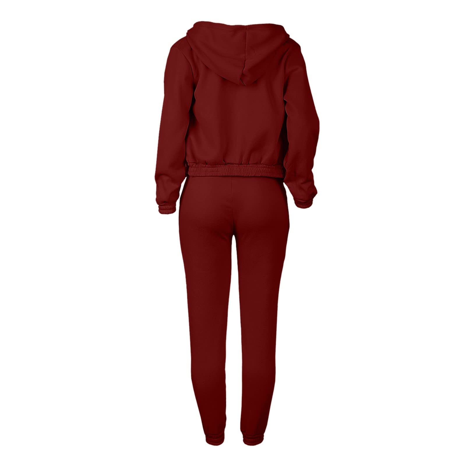 Cropped Zipper Hoodie Mujer 3 Piezas Chándal Invierno Térmico S-2XL