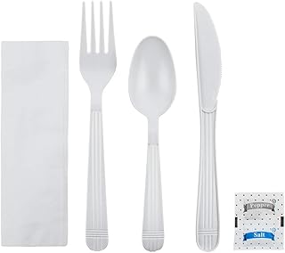 Karat U2203W PP Cutlery Kits Salt & Pepper - White (Case of 250)
