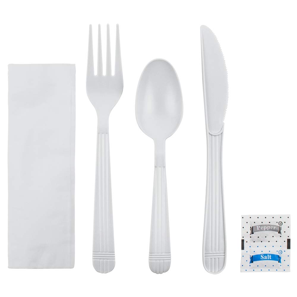 Karat U2203W PP Cutlery Kits Salt & Pepper - White (Case of 250)