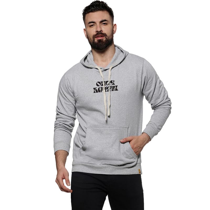 Image of CAHOOT Men's Dark Blue Zip-Front Hoodie with Contrast Drawstring for Casual Wear | Long Sleeve | Hooded Neck | Zipper Closure | Cotton Sweatshirt Crafted with Comfort Fit for Everyday Wear