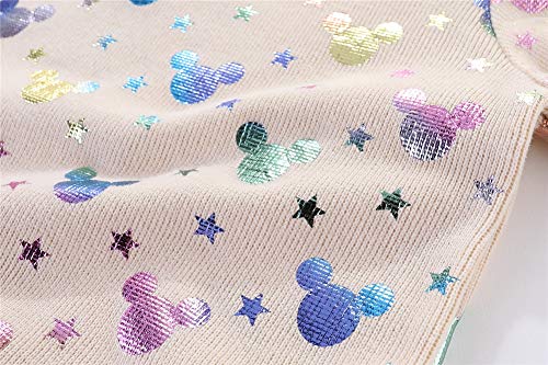 Mud Kingdom Toddler Girls Sweatshirts With Lace Cartoon Shiny Tulle Puff Sleeve Beige 3T #TOP5