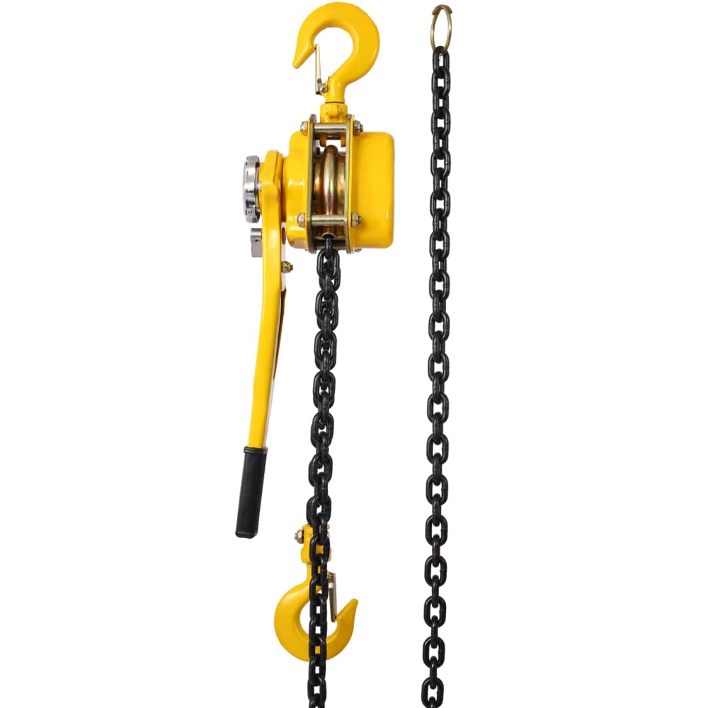 Lever Chain Hoist 1 1/2 Ton 3300LBS Capacity 5 FT Chain Come Along with Heavy Duty Hooks Ratchet Lever Chain Block Hoist Lift Puller (1.5Ton 20FT)