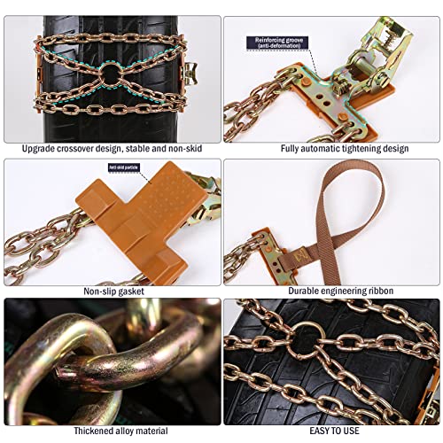 Snow Chain Security Tire Chains For Passenger Car Heavy Duty Thickened Tire Traction Chain, 8 Pack #TOP2