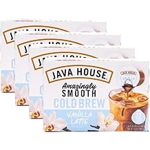 JAVA HOUSE French Vanilla Latte Cold Brew Coffee Capsules, 1.35 Fluid Ounces 48 Count Peel and Pour, TSA Approved, Travel Friendly Cold Brew, Hot or Iced
