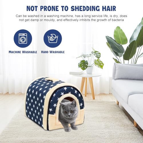 Umllpet Plüsch Katzenhaus, Katzenhöhlenbett mit Flauschiges, Plüschkissen Weiches und Flauschiges Katzenhaus, Klappbar Katzenbett Höhle für Kaninchen Meerschweinchen, Kätzchen unter 2.5 kg, 35x32x28cm