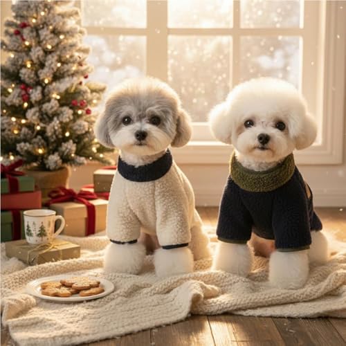Winter-Overall-Mantel Für Hunde Mit Reißverschluss Hinten, Fleece Warm Hundemantel Winter, Waterproof Hundeoverall Mit Beinen Für Kleine Mittlere Hunde (Dunkelblau,S)