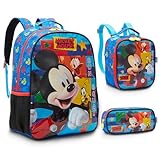 Kit Mochila Infantil Personagem Ratinho Costas Lancheira Estojo Azul