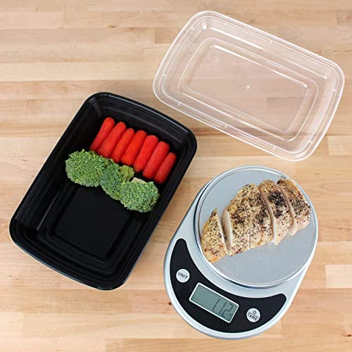 SNH Packing 24 Pieces Microwave Disposable Container With Lid Rectangular - 1 Compartment Meal Prep Container Set - Plastic Container For Kitchen Food Storage - Take Away Containers For Lunch Boxes