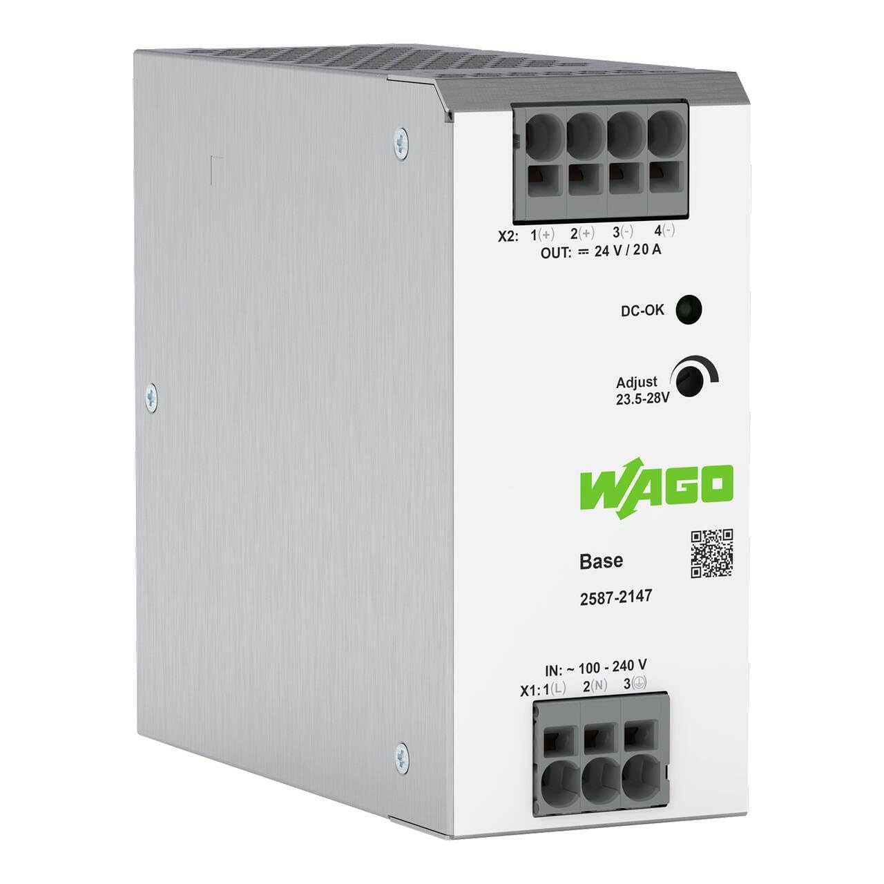 WAGO 2587-2147 zasilacz impulsowy, 1-fazowy, 24 VDC, 20 A, DC-OK LED