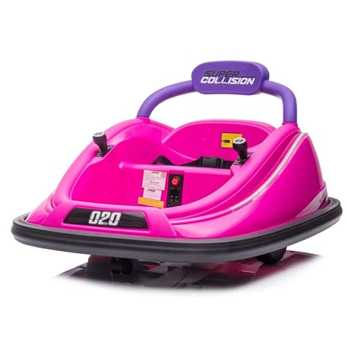 Auto de Choque POOMBA 12v - Coche eléctrico para niños Tipo Coche de Choque con batería 12v, música, Luces y Mando para Padres (Rosa-2)