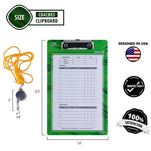 Soccer Clipboard For Coaches, Dry Erase Clipboard, Double Sided Lineup Coach Whiteboard With Whistle And Markers – Soccer Coaching Equipment Playbook Board Gear, Coaching Tactics Board #TOP2