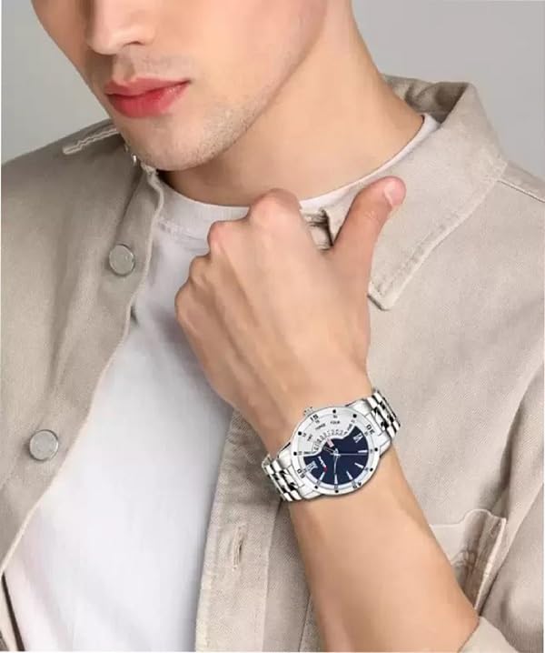 Image of Analog Day Date Functioning Stainless Steel Chain Watch for Men